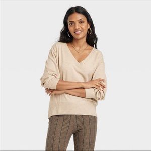 A New Day brand, Tan, V-Neck Sweater